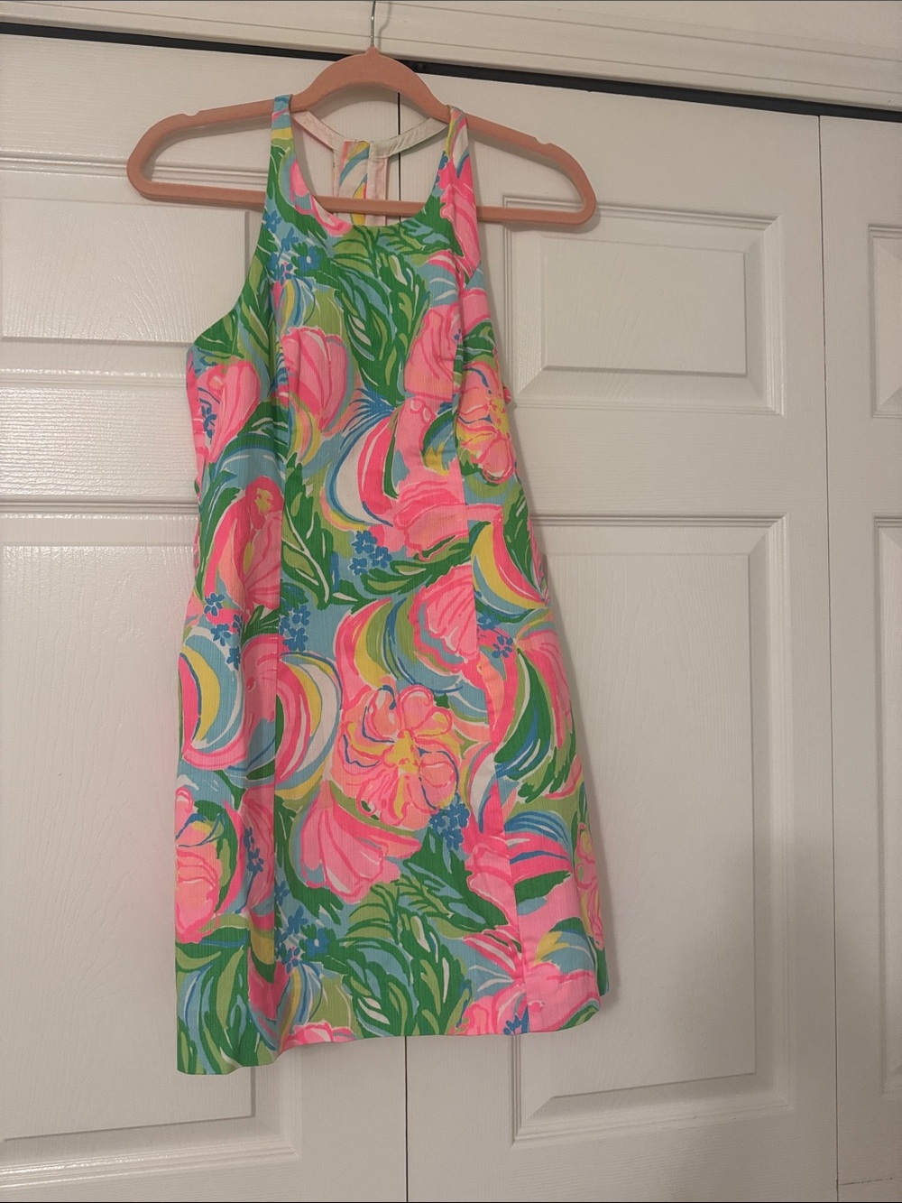 Lilly Pulitzer Tropical Halter Mini Dress in Pink and Green